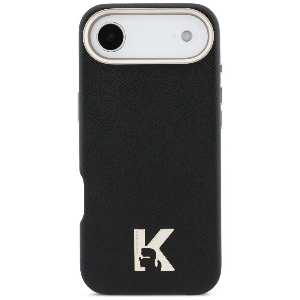 Karl Lagerfeld iPhone Air - Σκληρή Θήκη με Επένδυση Οικολογικού Δέρματος και MagSafe - Karl Head Logo - Black
