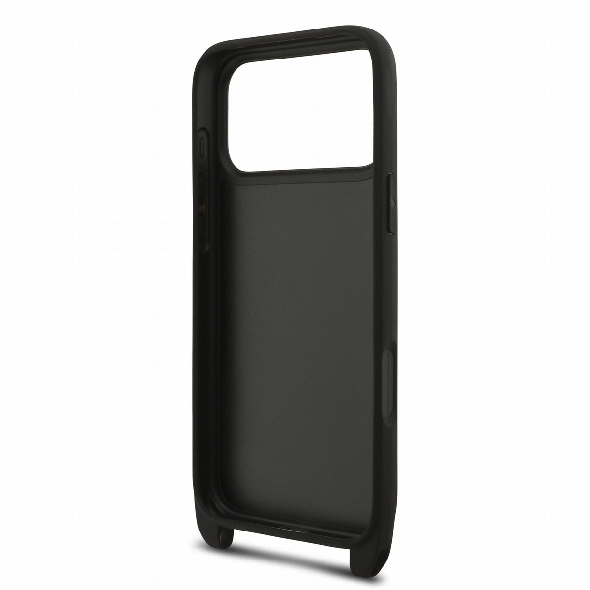 Karl Lagerfeld iPhone 17 Pro / iPhone 18 Pro - Σκληρή Θήκη με Επένδυση Συνθετικού Δέρματος και Πλαίσιο Σιλικόνης - Saffiano Crossbody Strap Metal Karl and Choupette - Black