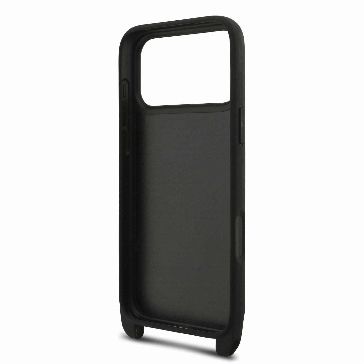 Karl Lagerfeld iPhone 17 Pro Max / iPhone 18 Pro Max - Σκληρή Θήκη με Επένδυση Συνθετικού Δέρματος και Πλαίσιο Σιλικόνης - Saffiano Crossbody Strap Metal Karl and Choupette - Black