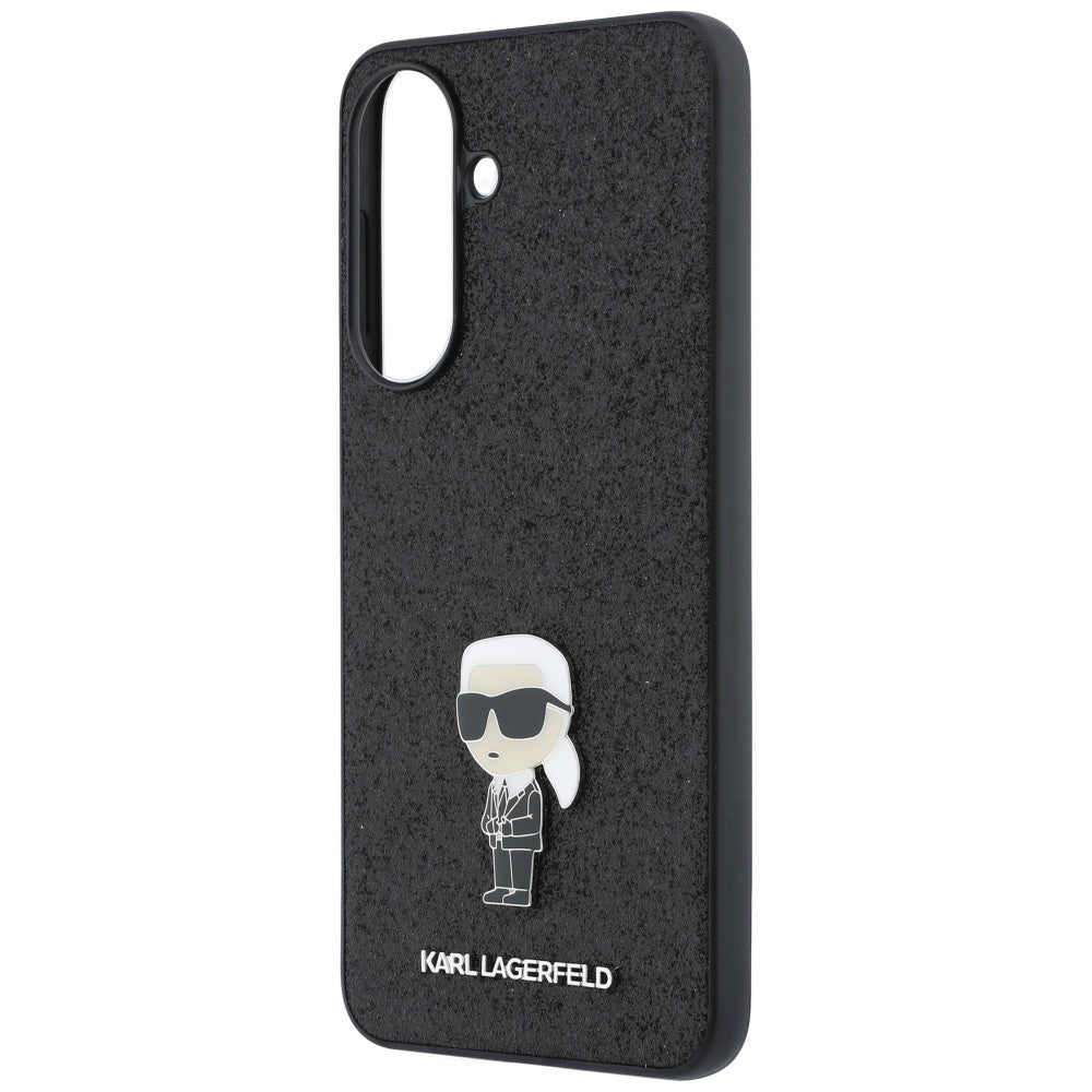 Karl Lagerfeld Samsung Galaxy A37 5G - Fixed Glitter Ikonik Logo Metal Pin - Σκληρή Θήκη με Πλαίσιο Σιλικόνης - Black