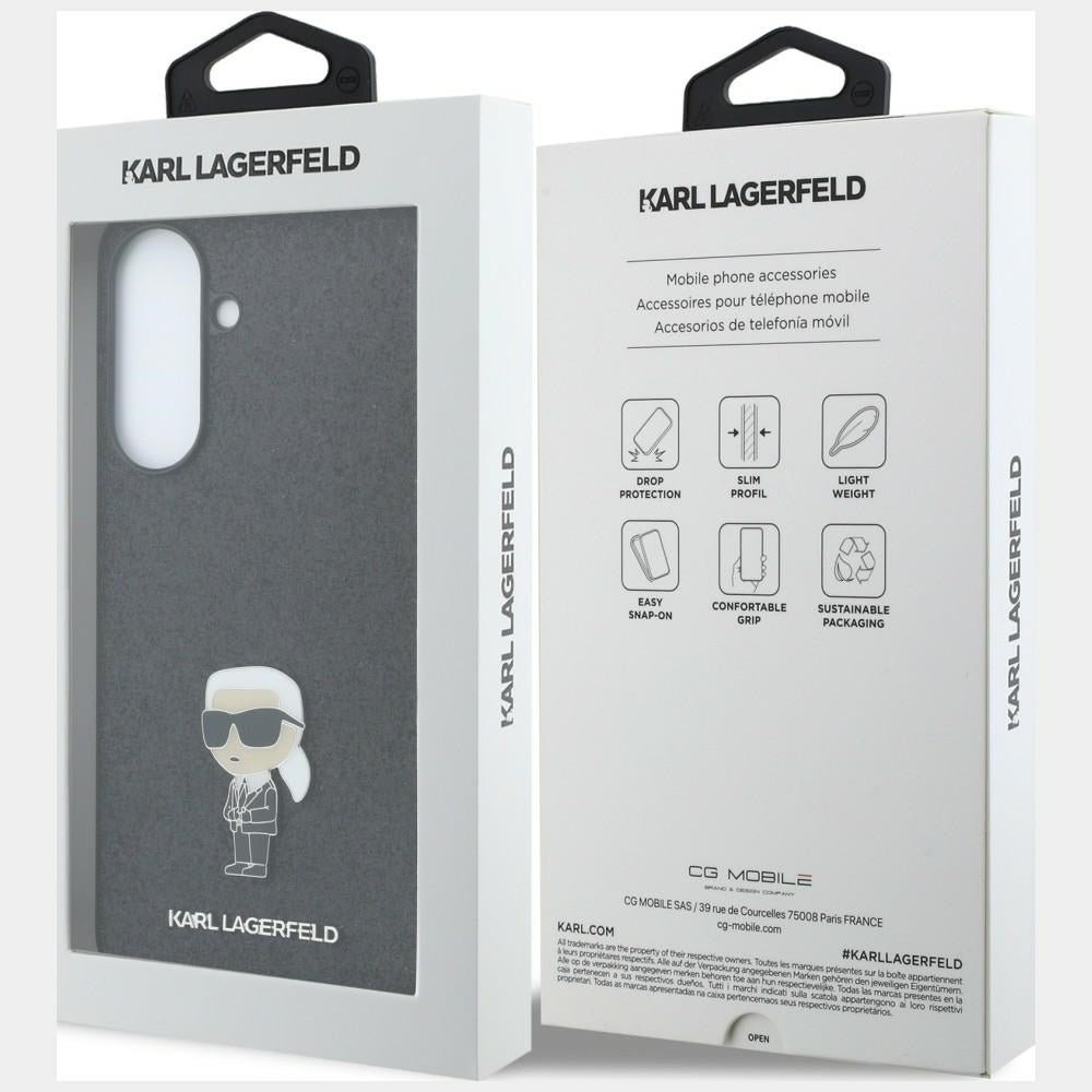 Karl Lagerfeld Samsung Galaxy A37 5G - Fixed Glitter Ikonik Logo Metal Pin - Σκληρή Θήκη με Πλαίσιο Σιλικόνης - Black