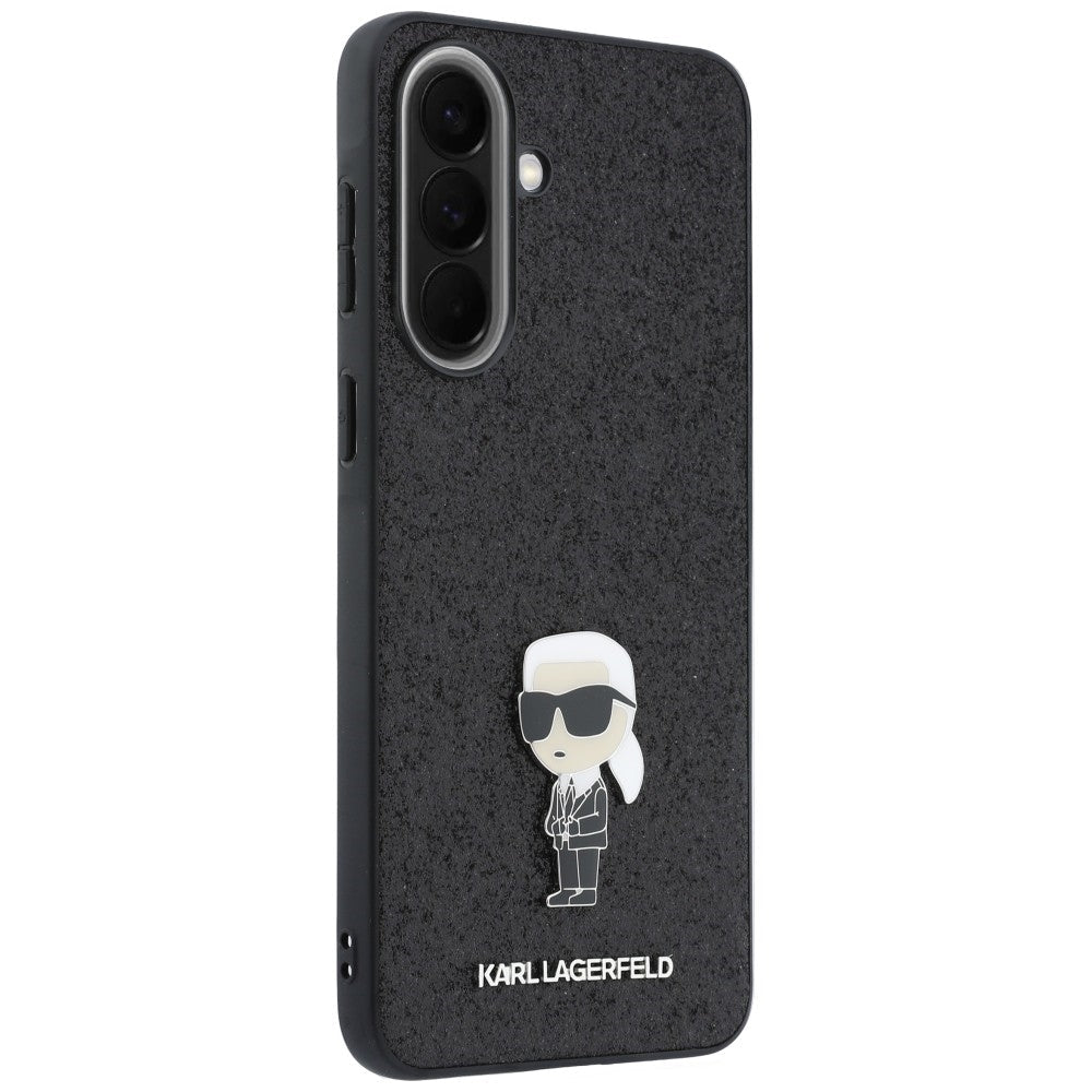 Karl Lagerfeld Samsung Galaxy A37 5G - Fixed Glitter Ikonik Logo Metal Pin - Σκληρή Θήκη με Πλαίσιο Σιλικόνης - Black