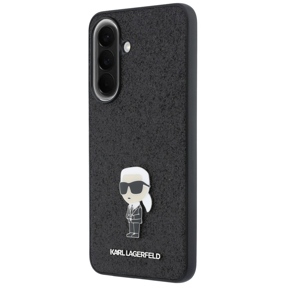 Karl Lagerfeld Samsung Galaxy A57 5G - Fixed Glitter Ikonik Logo Metal Pin - Σκληρή Θήκη με Πλαίσιο Σιλικόνης - Black