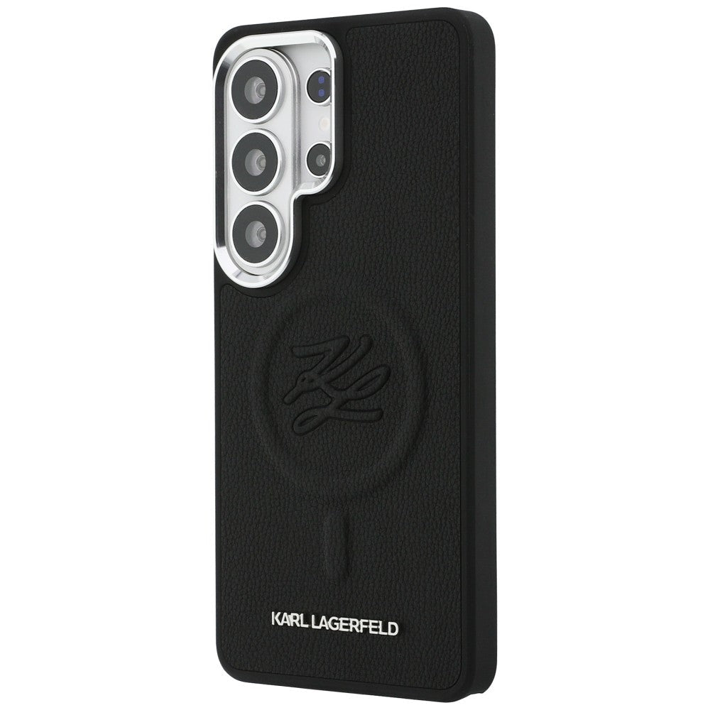 Karl Lagerfeld Samsung Galaxy S26 Ultra - Σκληρή Θήκη με Επένδυση Οικολογικού Δέρματος και MagSafe - Embossed Ring Initial and Metal Logo - Black