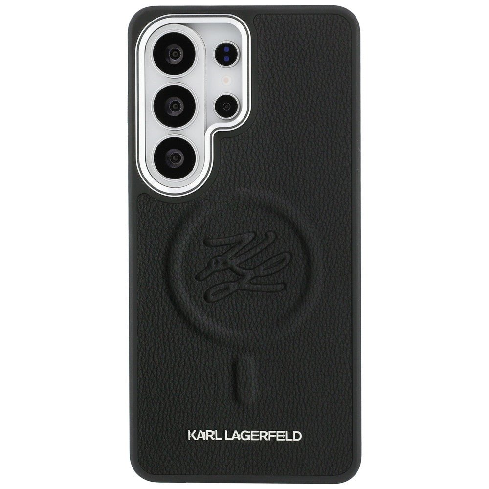 Karl Lagerfeld Samsung Galaxy S26 Ultra - Σκληρή Θήκη με Επένδυση Οικολογικού Δέρματος και MagSafe - Embossed Ring Initial and Metal Logo - Black