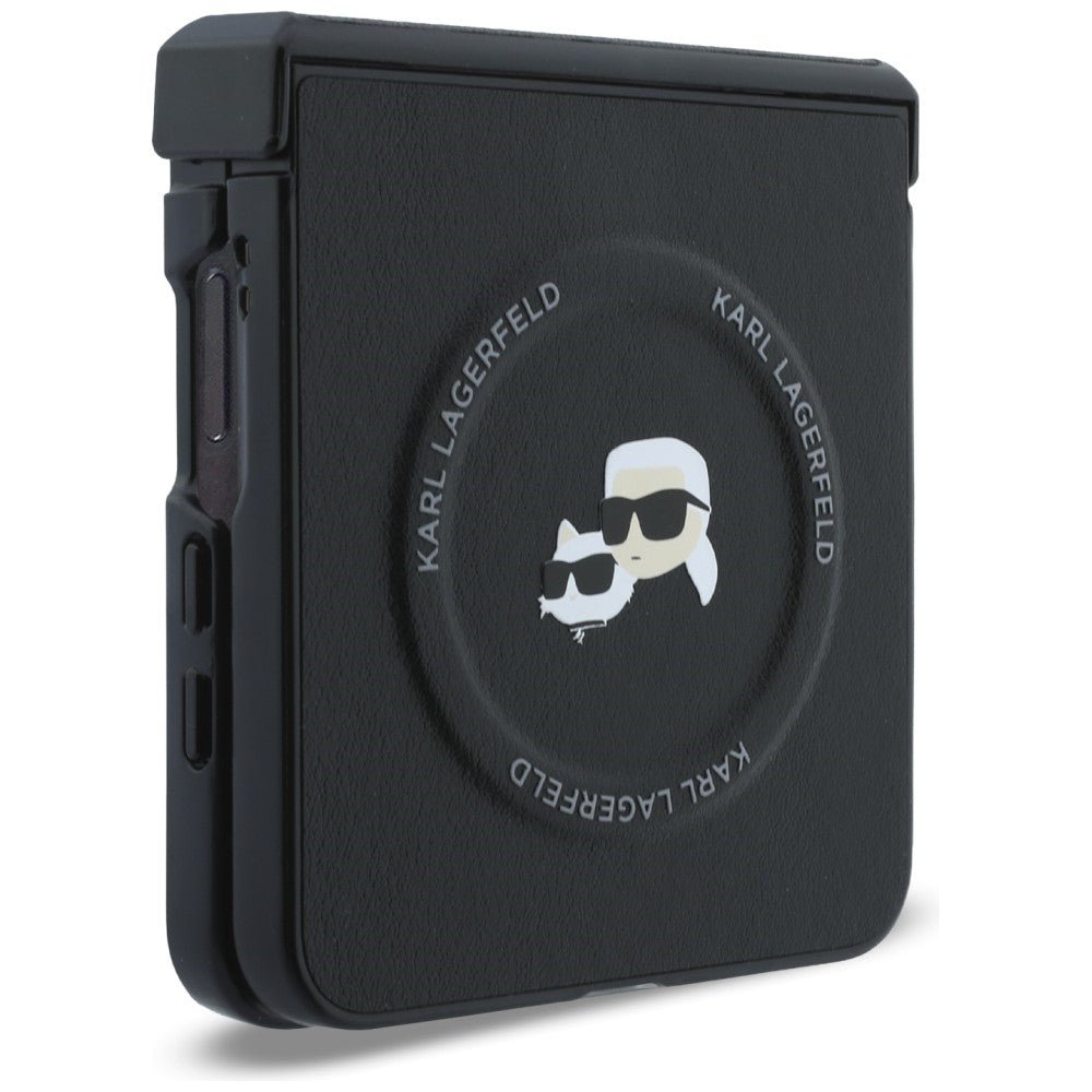 Karl Lagerfeld Samsung Galaxy Z Flip8 - Σκληρή Θήκη MagSafe με Επένδυση Συνθετικού Δέρματος - Karl and Choupette Pins MagSafe - Black