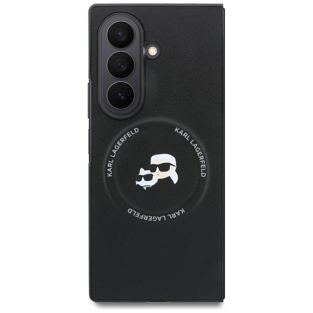 Karl Lagerfeld Samsung Galaxy Z Fold8 Ultra - Σκληρή Θήκη MagSafe με Επένδυση Συνθετικού Δέρματος - Karl and Choupette Pins MagSafe - Black