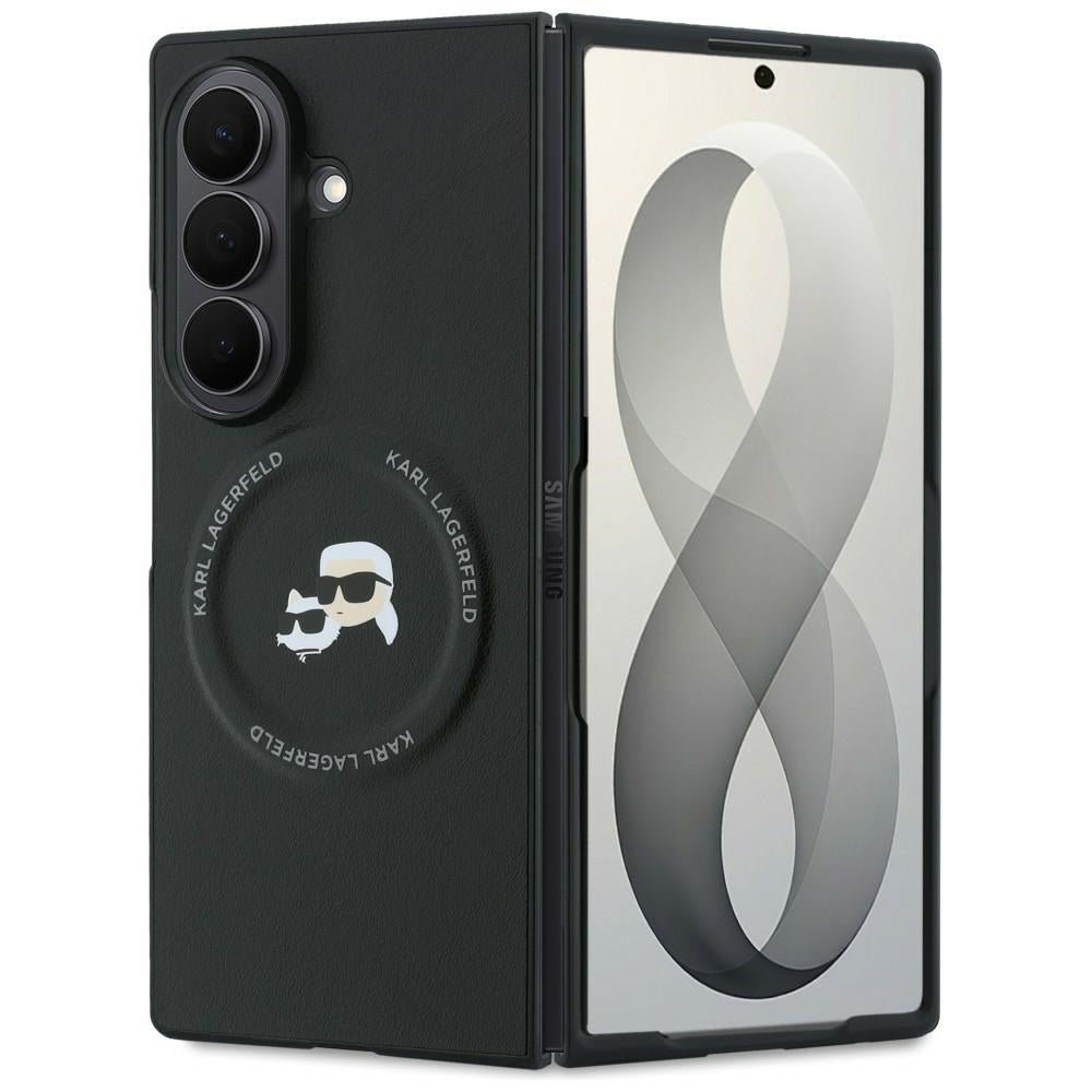 Karl Lagerfeld Samsung Galaxy Z Fold8 Ultra - Σκληρή Θήκη MagSafe με Επένδυση Συνθετικού Δέρματος - Karl and Choupette Pins MagSafe - Black