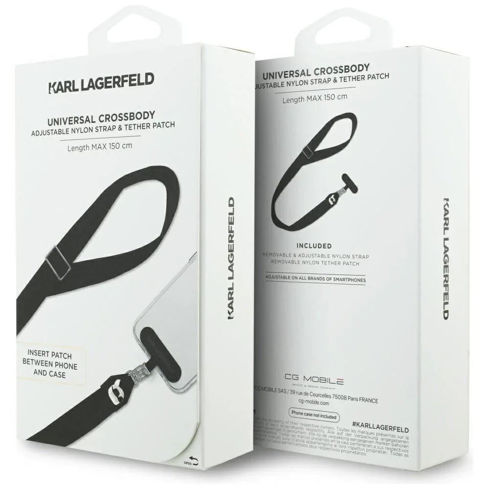 Karl Lagerfeld Tether Patch Karl Metal Logo - Universal Λουράκι για Θήκη Κινητού - Black