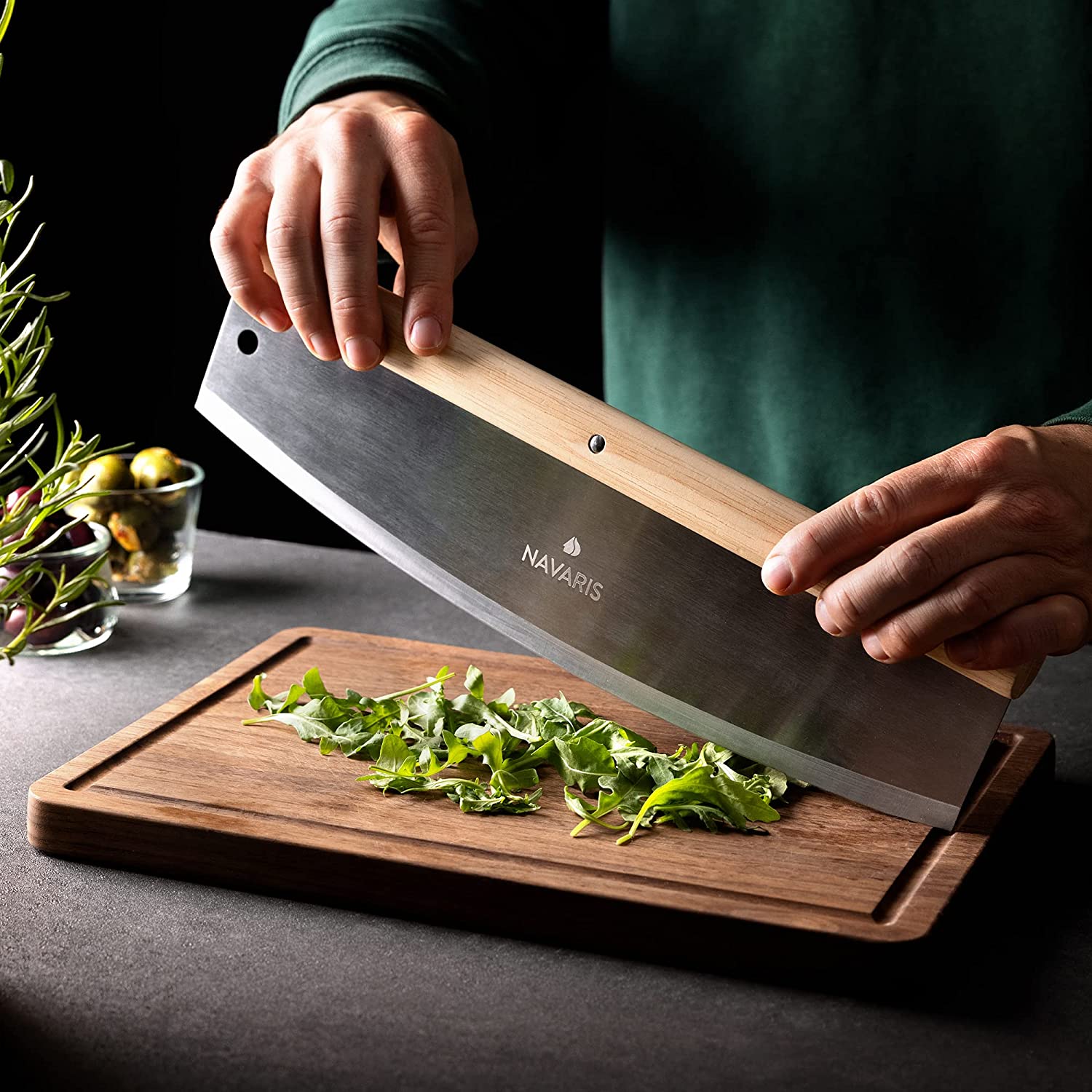 Navaris Μαχαίρι για Πίτσα από Ανοδείδωτο Ατσάλι - 35 cm - Brown - 44350.01