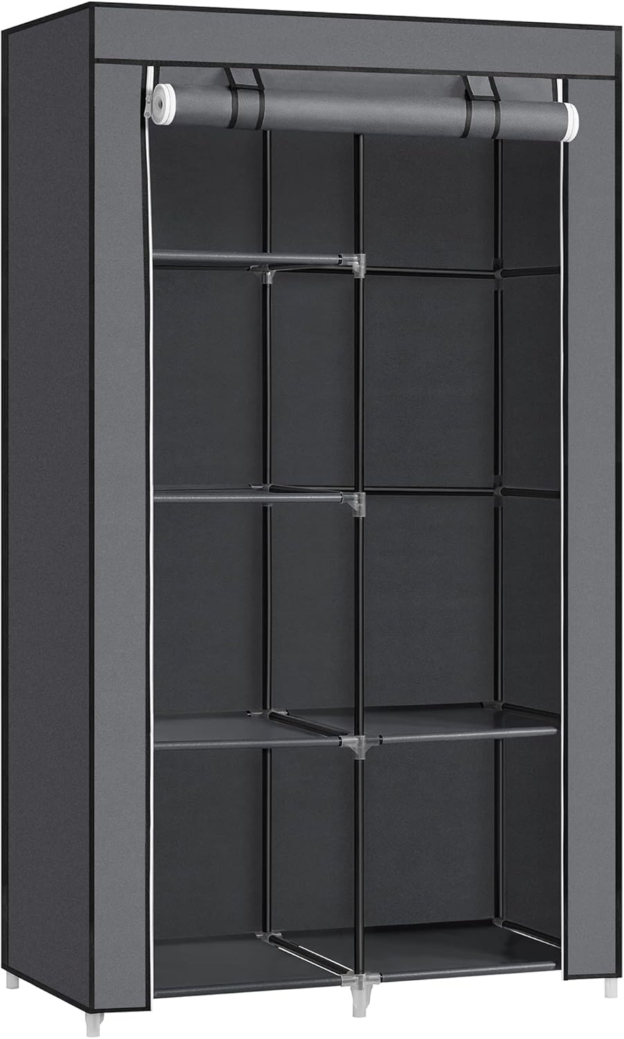 Songmics Υφασμάτινη Ντουλάπα με Ράγα Ρούχων και Ράφια - 88 x 45 x 170 cm - Grey - RYG84G
