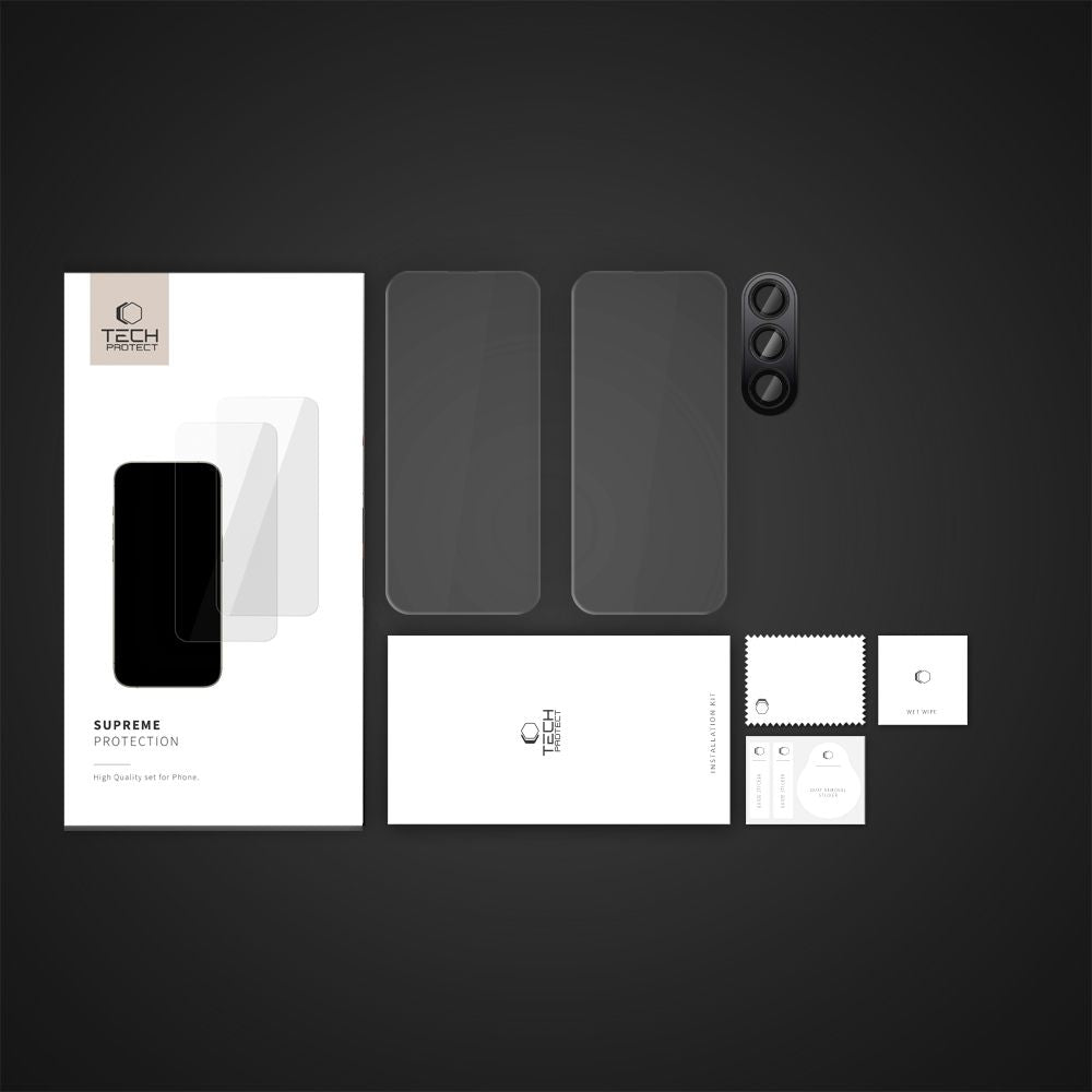 Tech-Protect Samsung Galaxy S24 FE Supreme Set - Σετ με 2 Tempered Glass Αντιχαρακτικά Γυαλιά Οθόνης και 1 Αντιχαρακτικό Γυαλί για την Κάμερα - Διάφανα