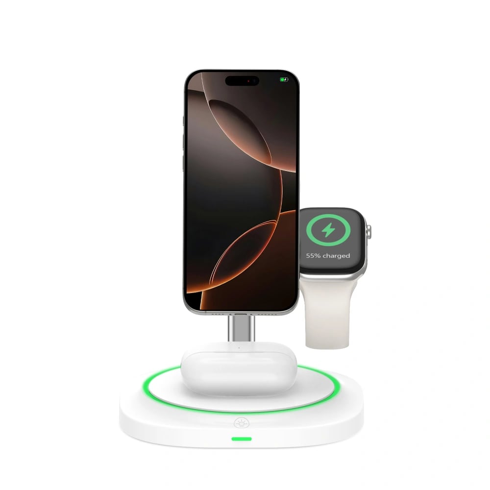 Tech-Protect QI15W-A46 3in1 Ασύρματος Μαγνητικός Φορτιστής MagSafe - White