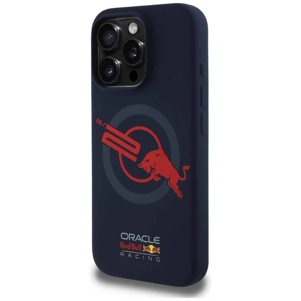 Red Bull iPhone 15 Pro Max - HC Silicone ORBR20 Logo Red Lining - MagSafe Σκληρή Θήκη με Πλαίσιο Σιλικόνης - Navy Blue - RBHMP15X24SIOLVR