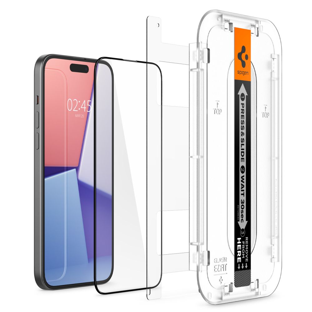 Spigen iPhone 15 Plus Glas.TR EZ Fit FC 0.3mm 2.5D 9H Case Friendly Full Screen Tempered Glass Αντιχαρακτικό Γυαλί Οθόνης - Black - AGL06888
