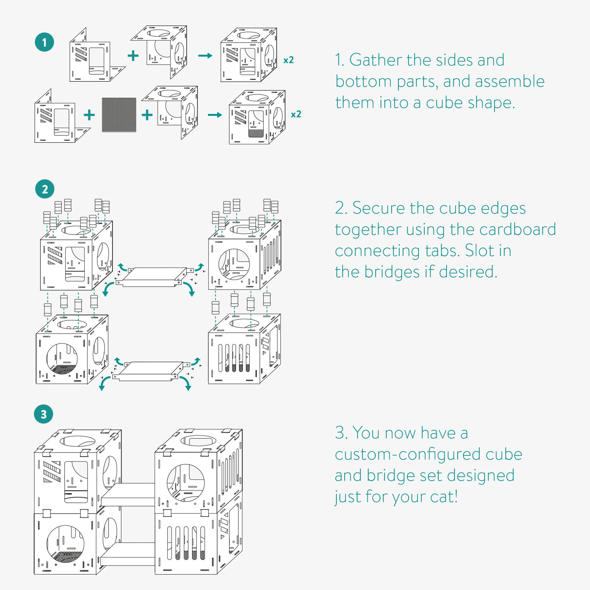 Navaris Παιχνίδι Γάτας με 3 Κύβους από Χαρτόνι και 2 Ονυχοδρόμια - Brown - 53109.02