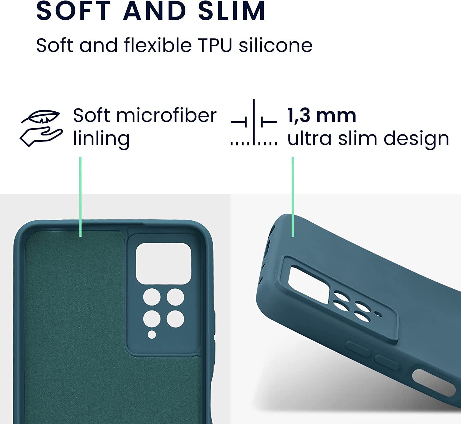 KW Xiaomi Redmi Note 11 Pro / Note 11 Pro 5G Θήκη Σιλικόνης Rubberized TPU - Matte Petrol - 57919.57