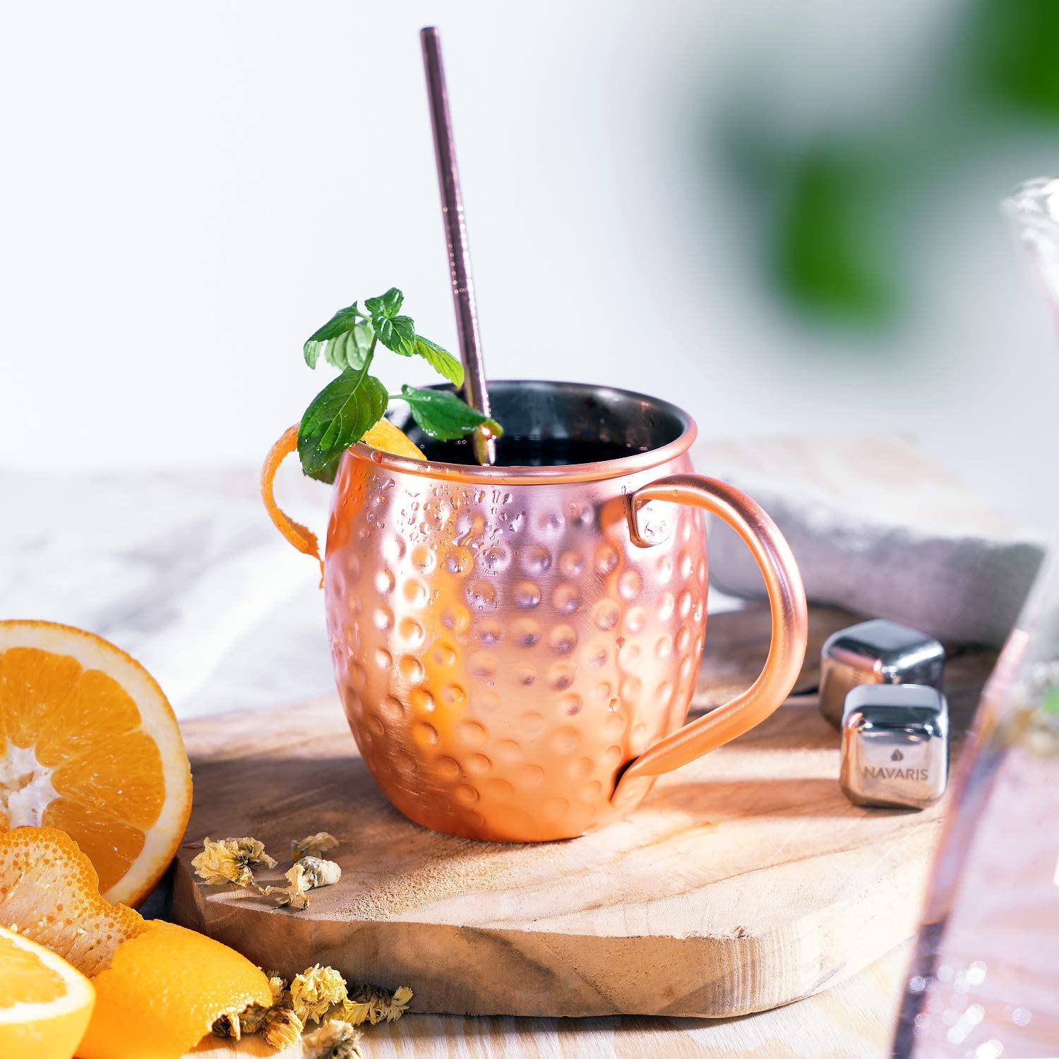 Navaris Moscow Mule Σετ με 2 Κούπες για Cocktail από Ανοξείδωτο Ατσάλι και Επίστρωση Χαλκού - 500ml - Copper - 46859.01.02