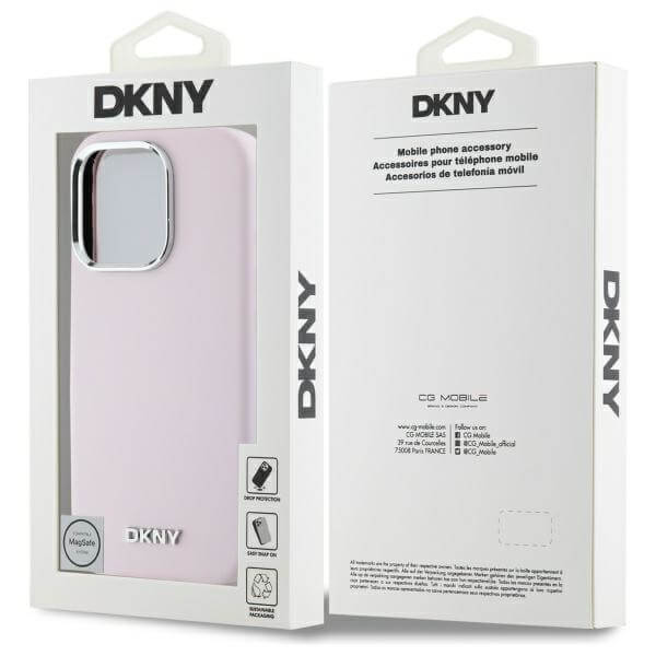 DKNY iPhone 16 Pro Max - Liquid Silicone Small Metal Logo - MagSafe Σκληρή Θήκη με Πλαίσιο Σιλικόνης - Pink