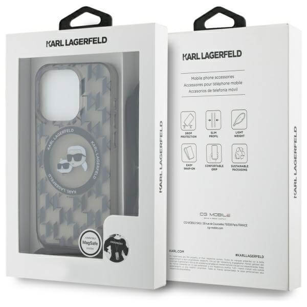 Karl Lagerfeld iPhone 16 Pro Max - IML Crossbody Monogram Karl and Choupette Head - MagSafe Σκληρή Θήκη με Πλαίσιο Σιλικόνης και Λουράκι - Black - KLHMP16XHCKCKLCK