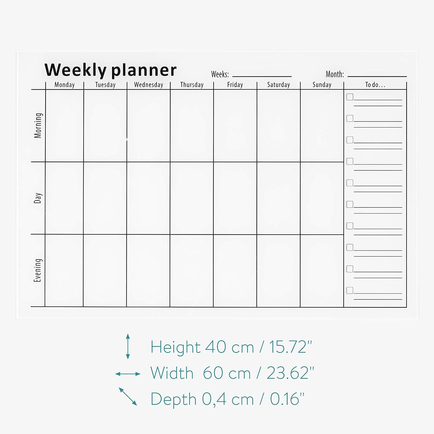 Navaris Μαγνητικός Γυάλινος Πίνακας Εβδομαδιαίου Χρονοδιαγράμματος - 60 x 40cm - White - 53999.02‎