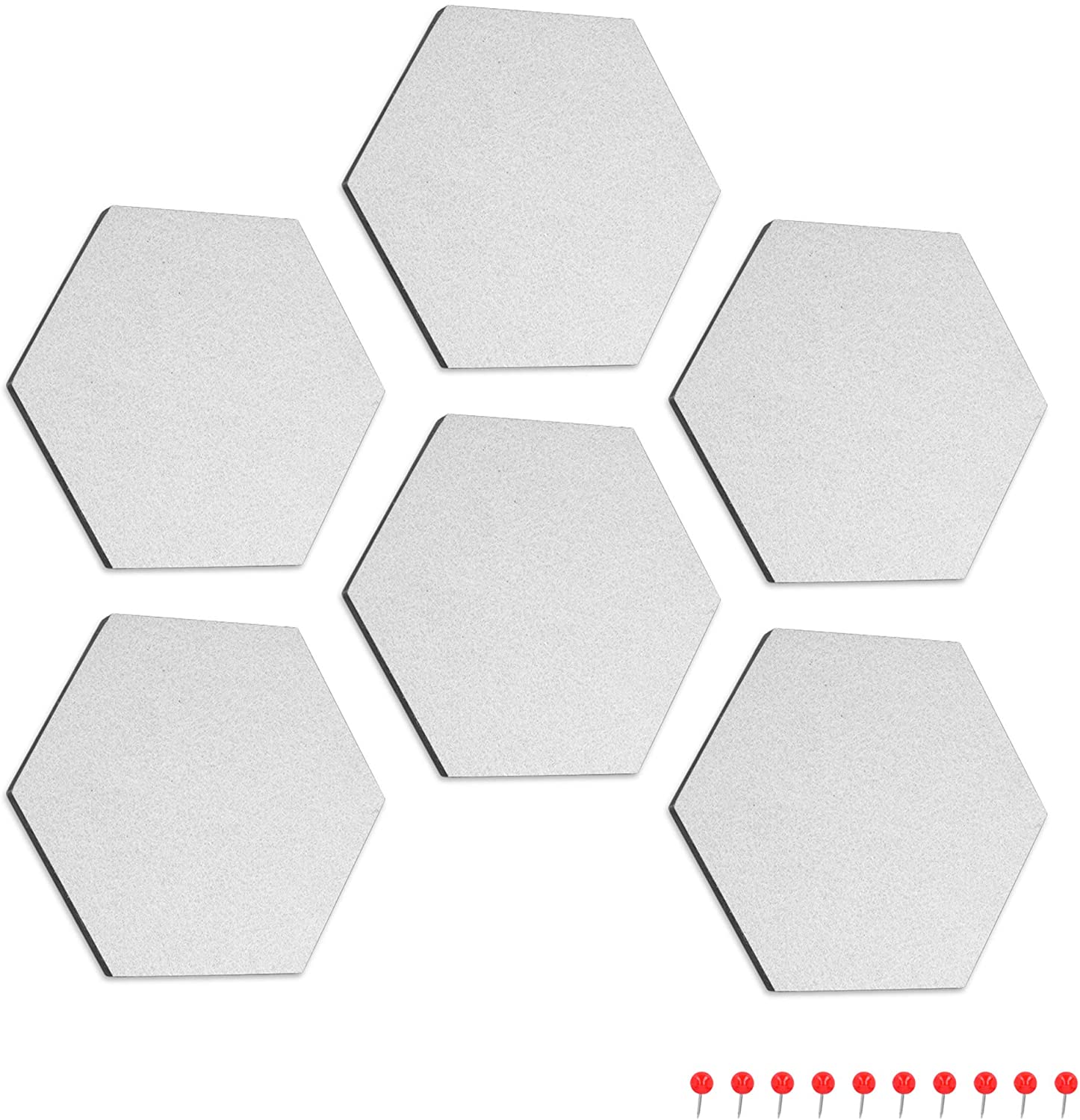Navaris Hexagon Felt Memo Boards - Σετ με 6 Πλαίσια Ανακοινώσεων και Πινέζες - White - 46230.05