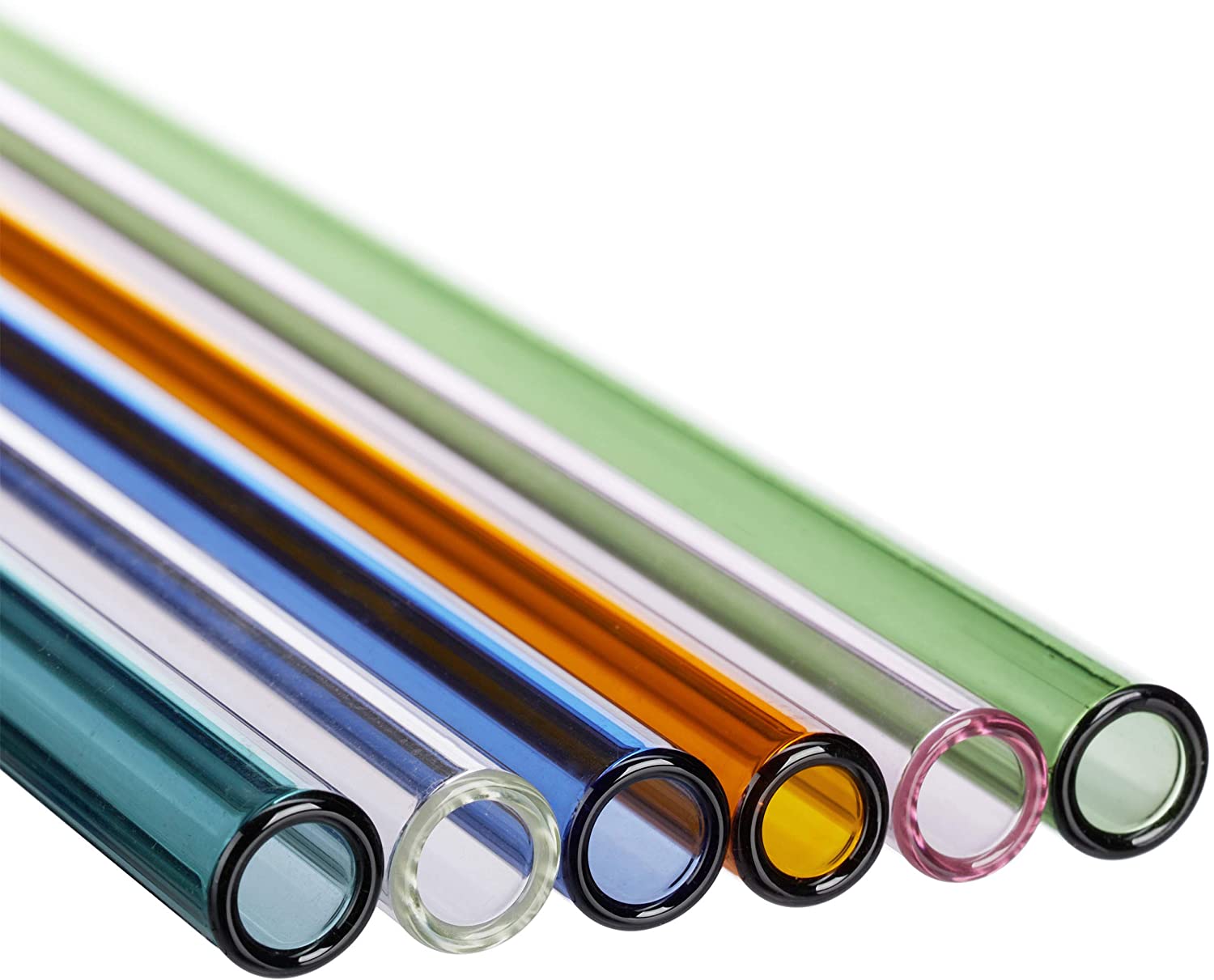 Relaxdays Σετ με 6 Επαναχρησιμοποιούμενα Ίσια Καλαμάκια από Γυαλί - Long - Colorful - 4052025912611