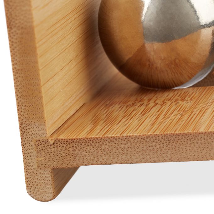 Relaxdays Βάση για Επαγγελματικές Κάρτες από Μπαμπού με Μπάλα - Natural - 4052025246181