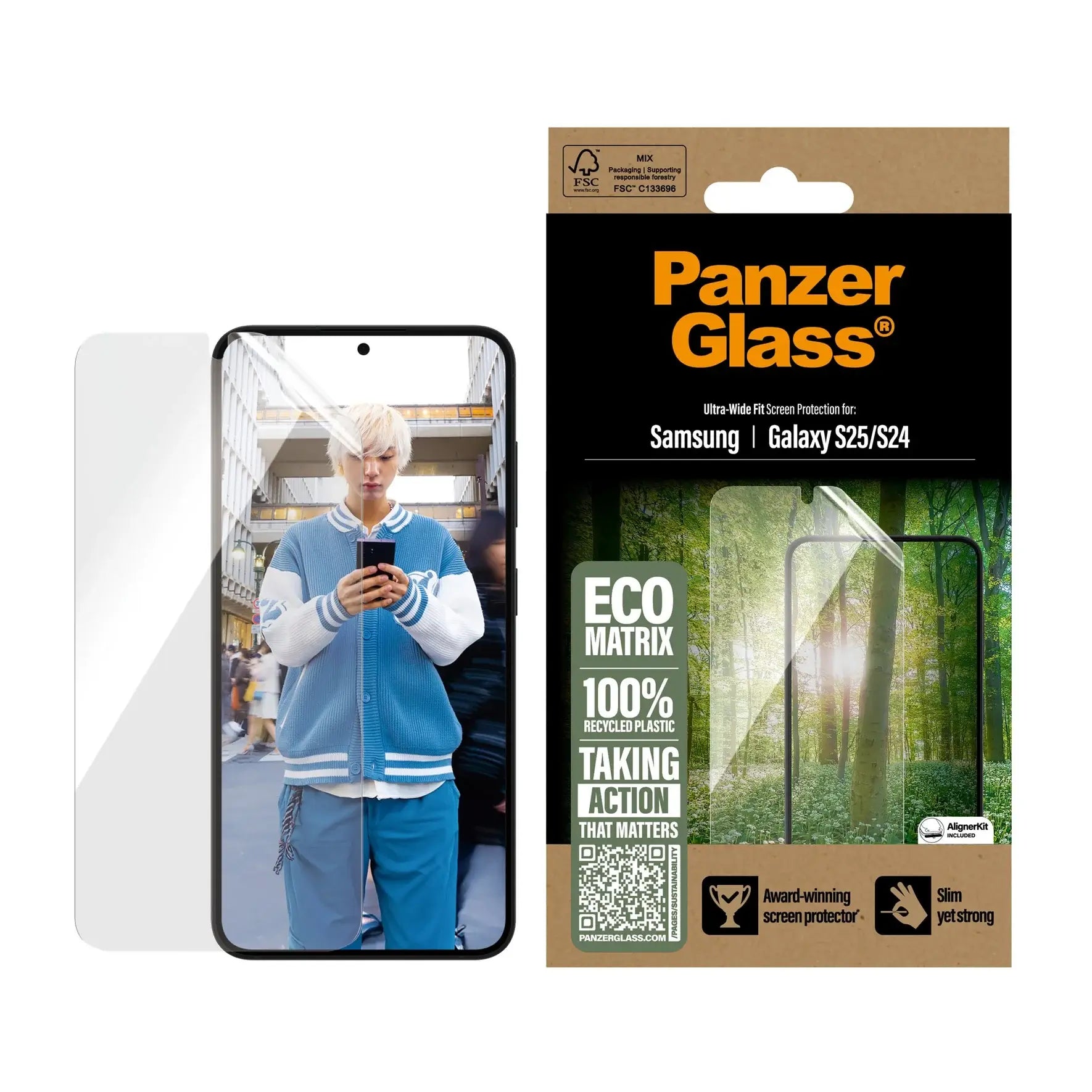 PanzerGlass Samsung Galaxy S24 / S25 Eco Matrix Ultra-Wide Fit Προστατευτική Mεμβράνη Οθόνης - Διάφανη / Black