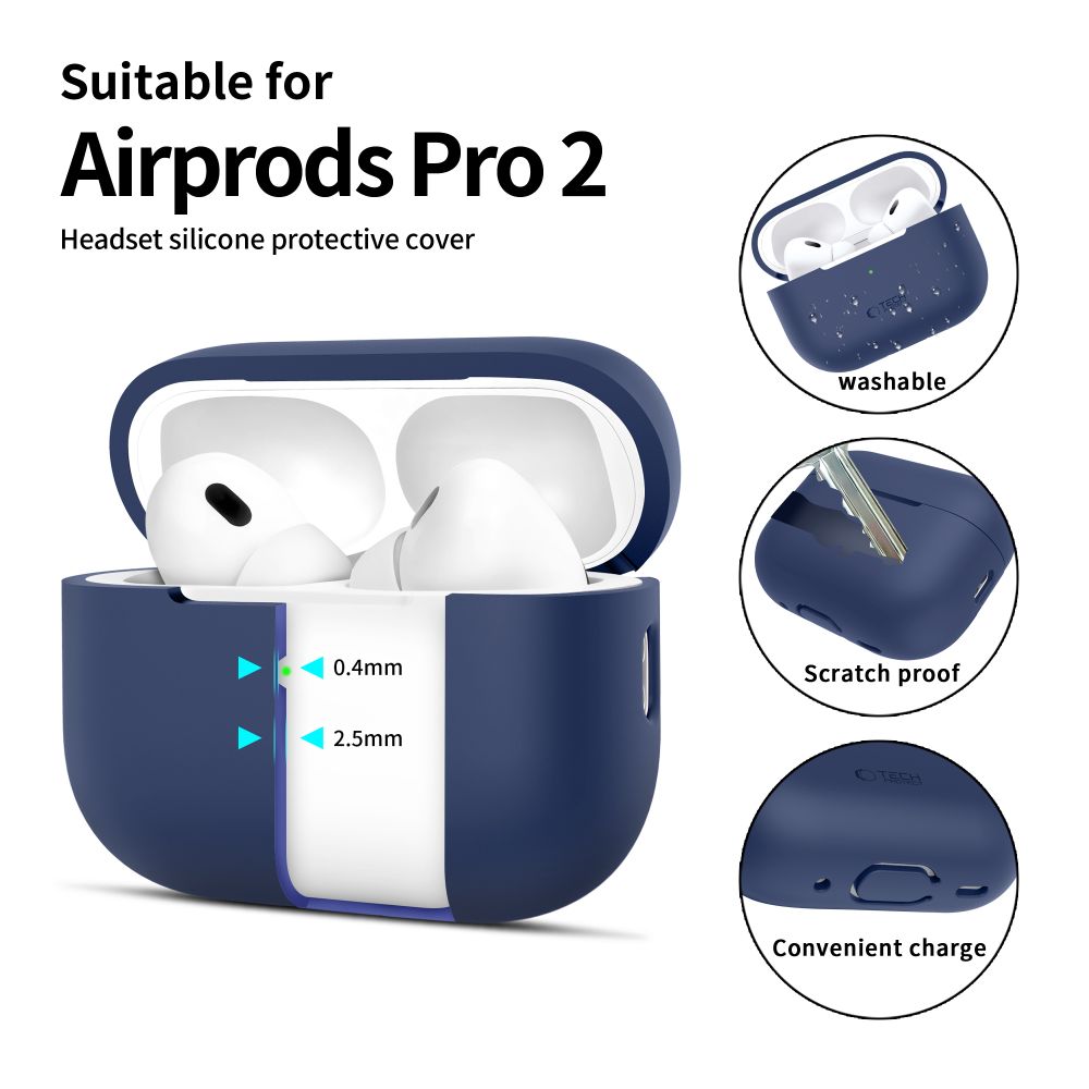 Tech-Protect AirPods Pro 1 / 2 Θήκη Σιλικόνης - Silicone - Navy Blue