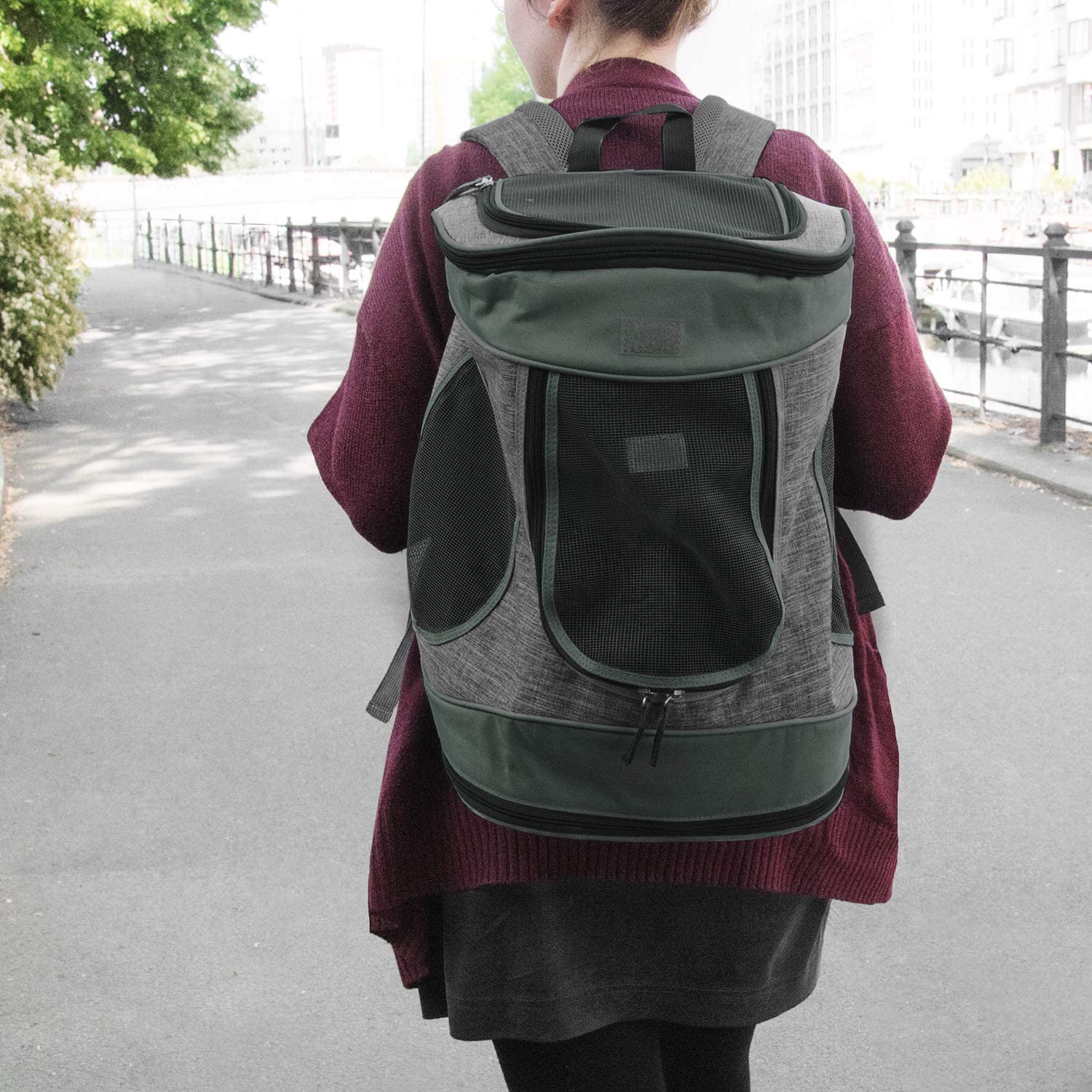 Navaris Αναδιπλούμενο Σακίδιο Μεταφοράς για Κατοικίδια Ζώα - 33 x 28 x 43cm - Grey - 51299.02