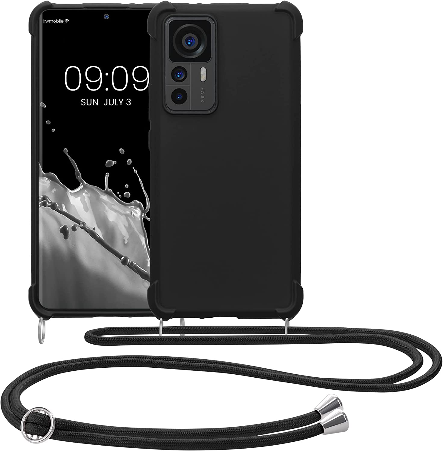 KW Xiaomi 12T / 12T Pro Θήκη Σιλικόνης TPU με Λουράκι - Black - 60157.01