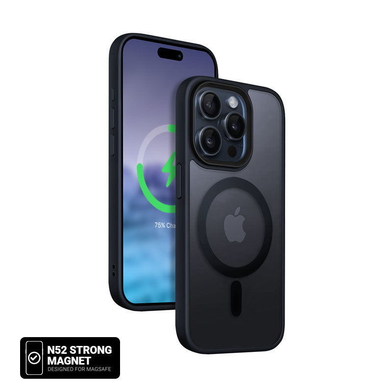 Crong iPhone 15 Pro Max Hybrid Frost Mag - Σκληρή Θήκη με Πλαίσιο Σιλικόνης και MagSafe - Navy Blue