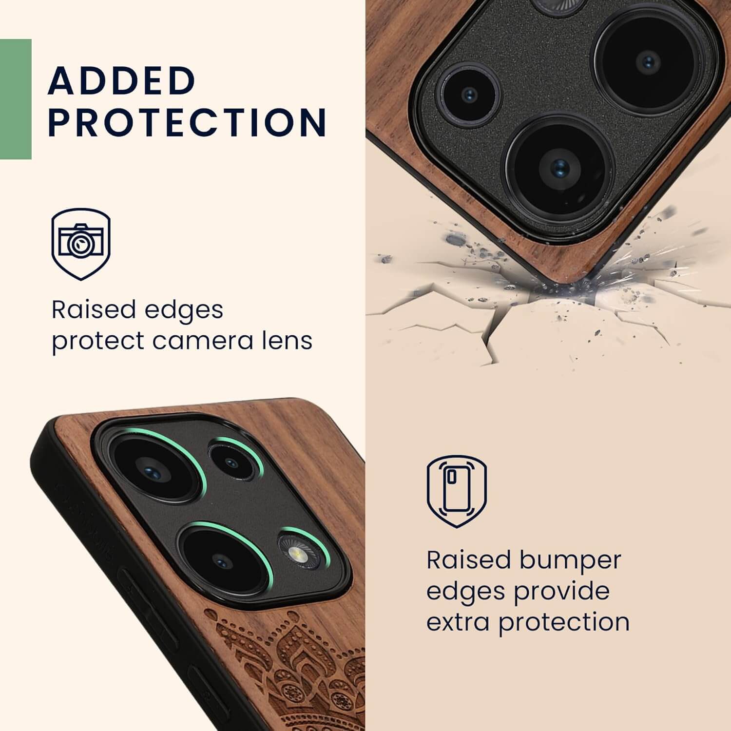 KW Xiaomi Redmi Note 13 Pro 4G Θήκη από Φυσικό Ξύλο - Design Rising Sun - Dark Brown