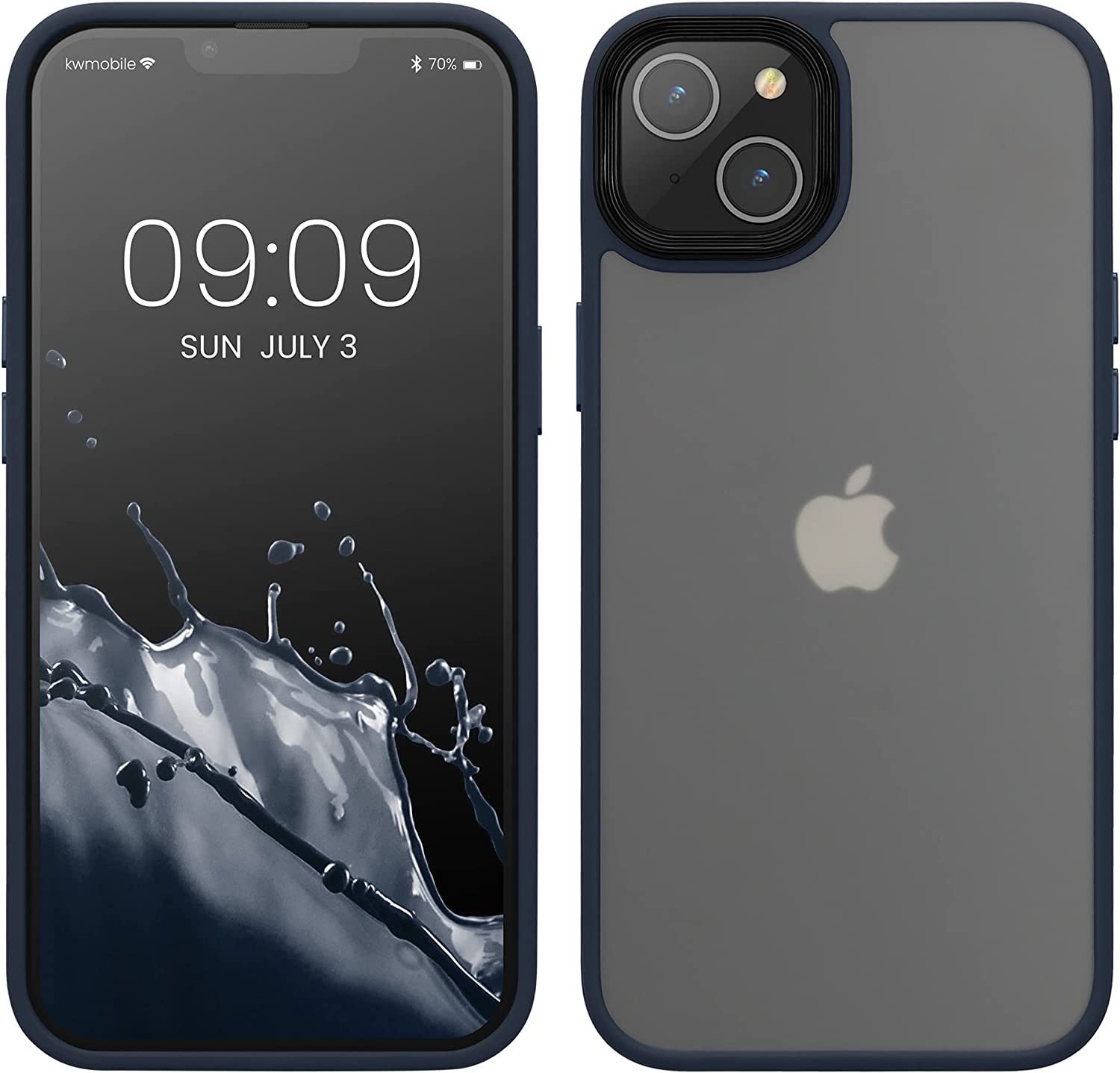 KW iPhone 14 Plus Σκληρή Θήκη με Πλαίσιο Σιλικόνης - Dark Blue / Matte Διάφανη - 59090.17