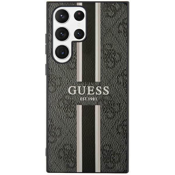 Guess Samsung Galaxy S23 Ultra - 4G Printed Stripe Θήκη με Επένδυση Συνθετικού Δέρματος - Black - GUHCS23LP4RPSK