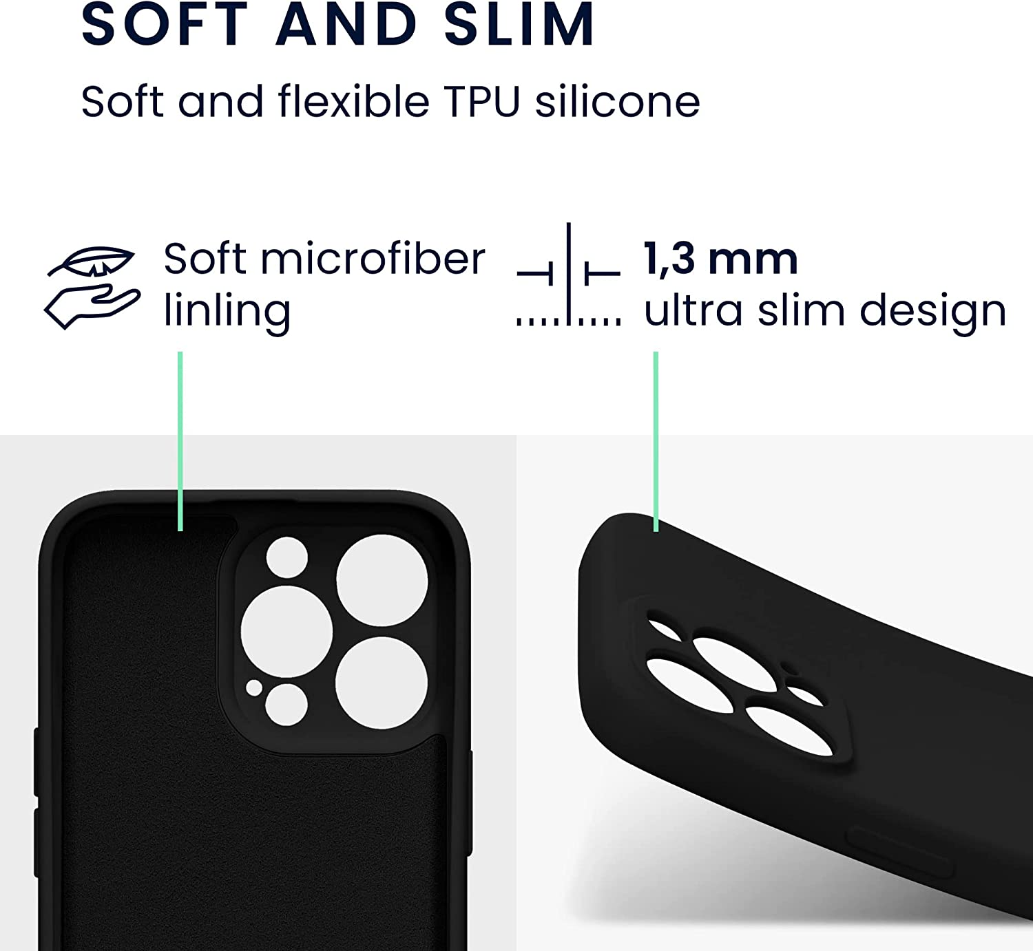 KW iPhone 13 Pro Θήκη Σιλικόνης Rubberized TPU - Matte Black - 58955.47