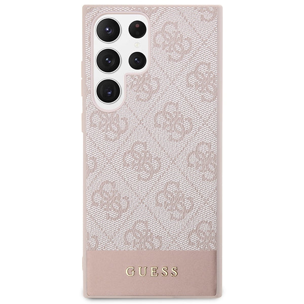 Guess Samsung Galaxy S23 Ultra - 4G Stripe Collection Θήκη με Επένδυση Συνθετικού Δέρματος - Pink - GUHCS23LG4GLPI