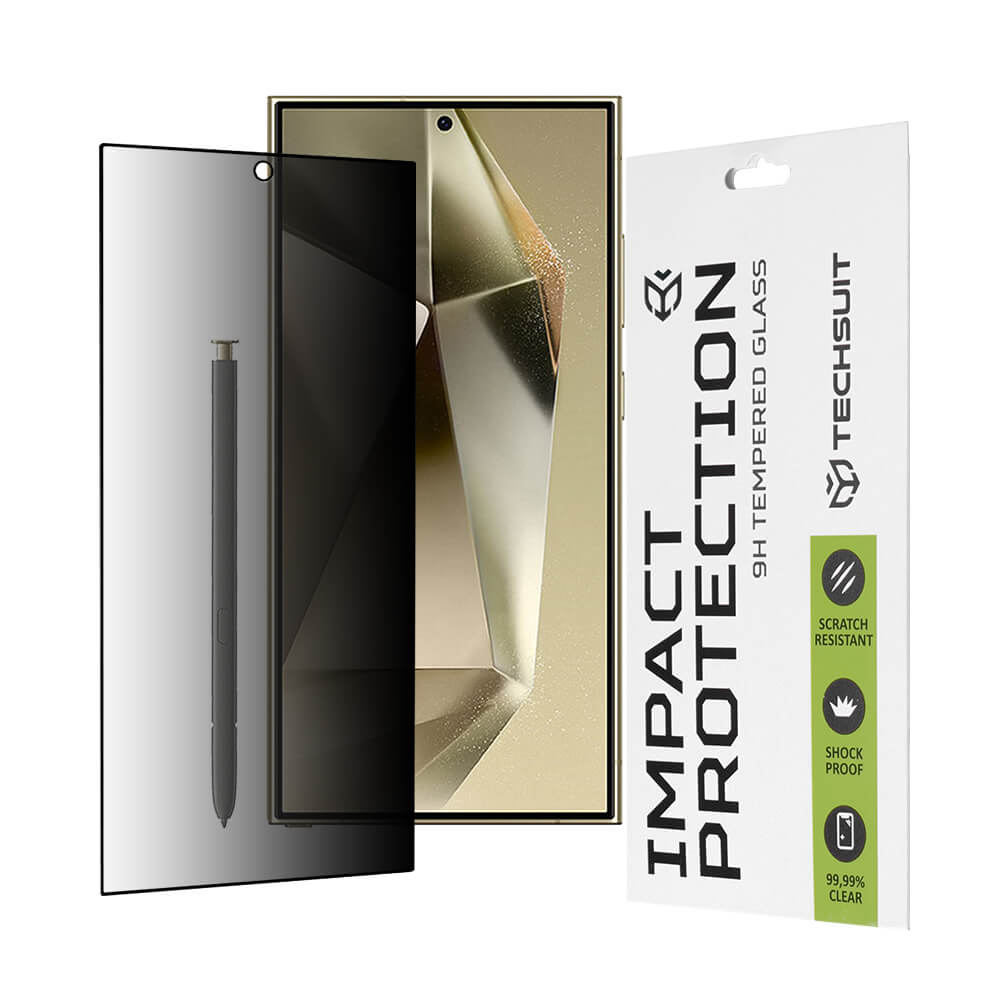 Techsuit Samsung Galaxy S24 Ultra 9H 111D Privacy 0.33mm Full Screen Full Glue Tempered Glass Αντιχαρακτικό Γυαλί Οθόνης - Black