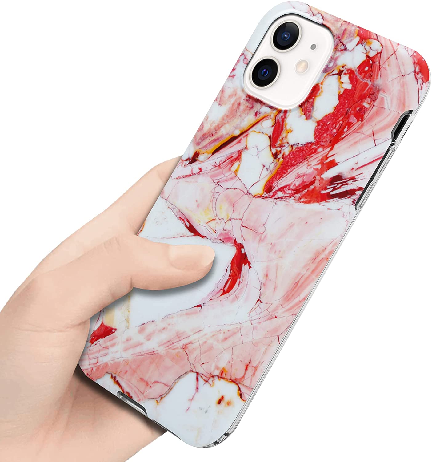 Cadorabo iPhone 12 Pro Max Θήκη Σιλικόνης TPU - Design Marble No.20 Mosaic Pattern - White / Pink / Marble