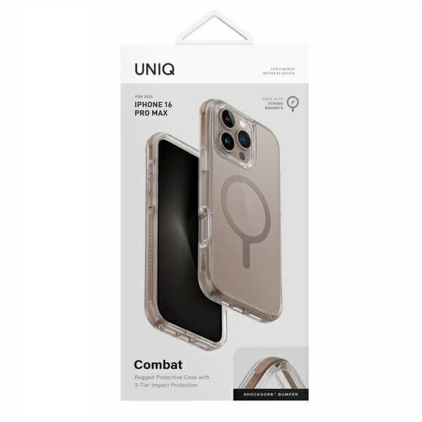 Uniq iPhone 16 Pro Max Combat Magclick Σκληρή Θήκη με Πλαίσιο Σιλικόνης και MagSafe - Taupe Gold