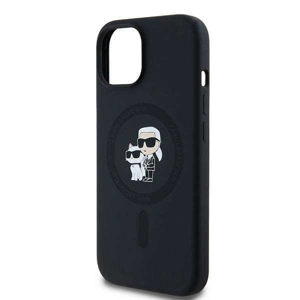 Karl Lagerfeld iPhone 15 Plus / 14 Plus - Silicone Karl and Choupette - Θήκη Σιλικόνης με MagSafe - Black - KLHMP15MSCMKCRHK