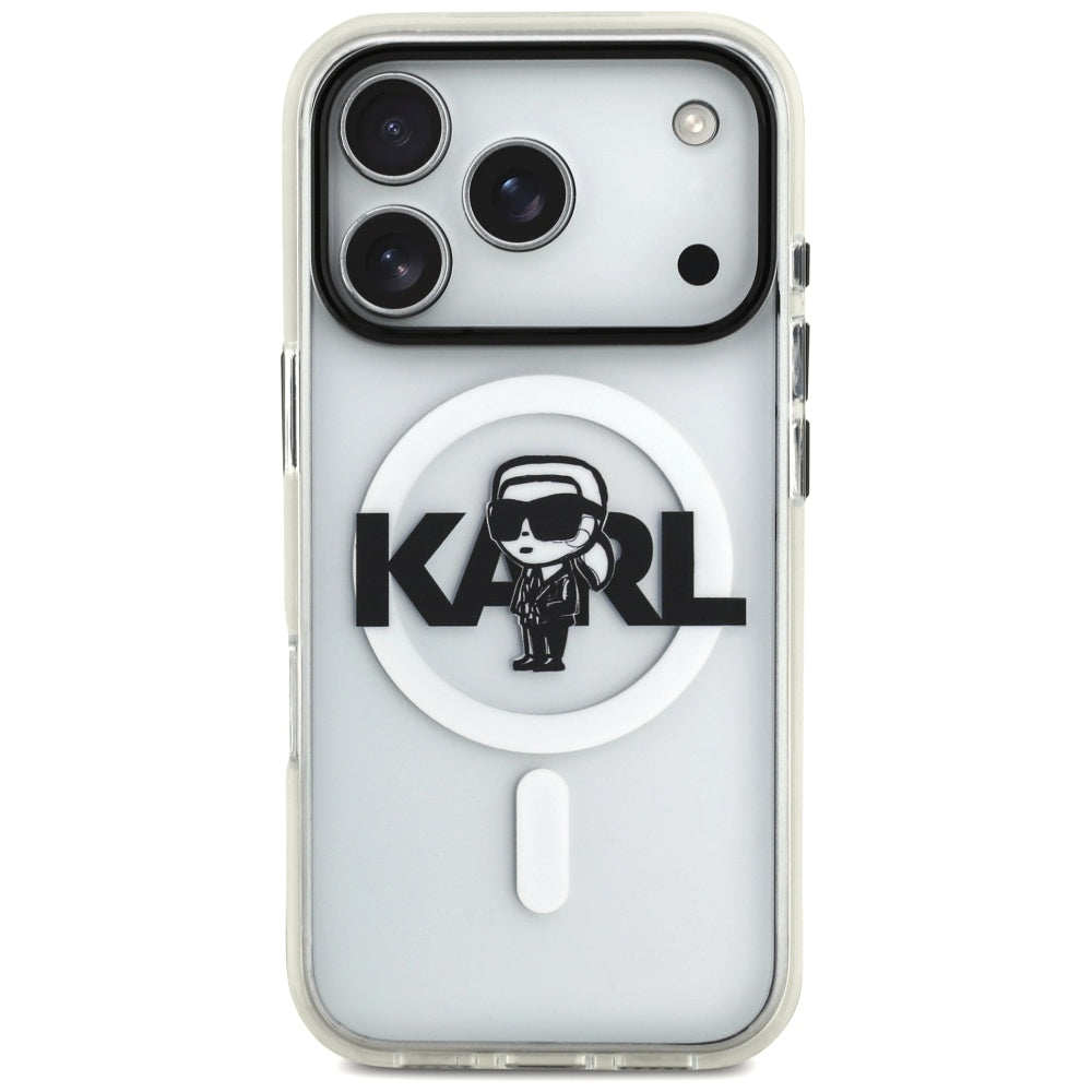 Karl Lagerfeld iPhone 17 Pro - IML Karl Sketch Logo MagSafe - Σκληρή Θήκη με Πλαίσιο Σιλικόνης - Clear - KLHMP17LHGKIGKBT