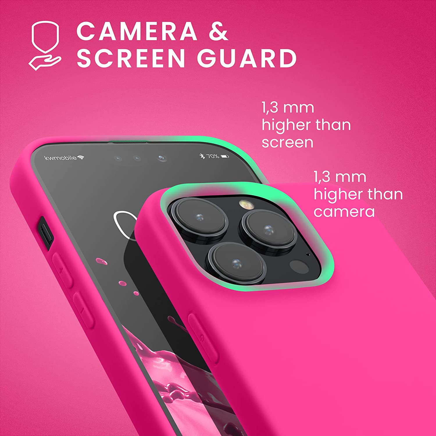 KW iPhone 14 Pro Λεπτή Θήκη Σιλικόνης TPU - Neon Pink - 59077.77