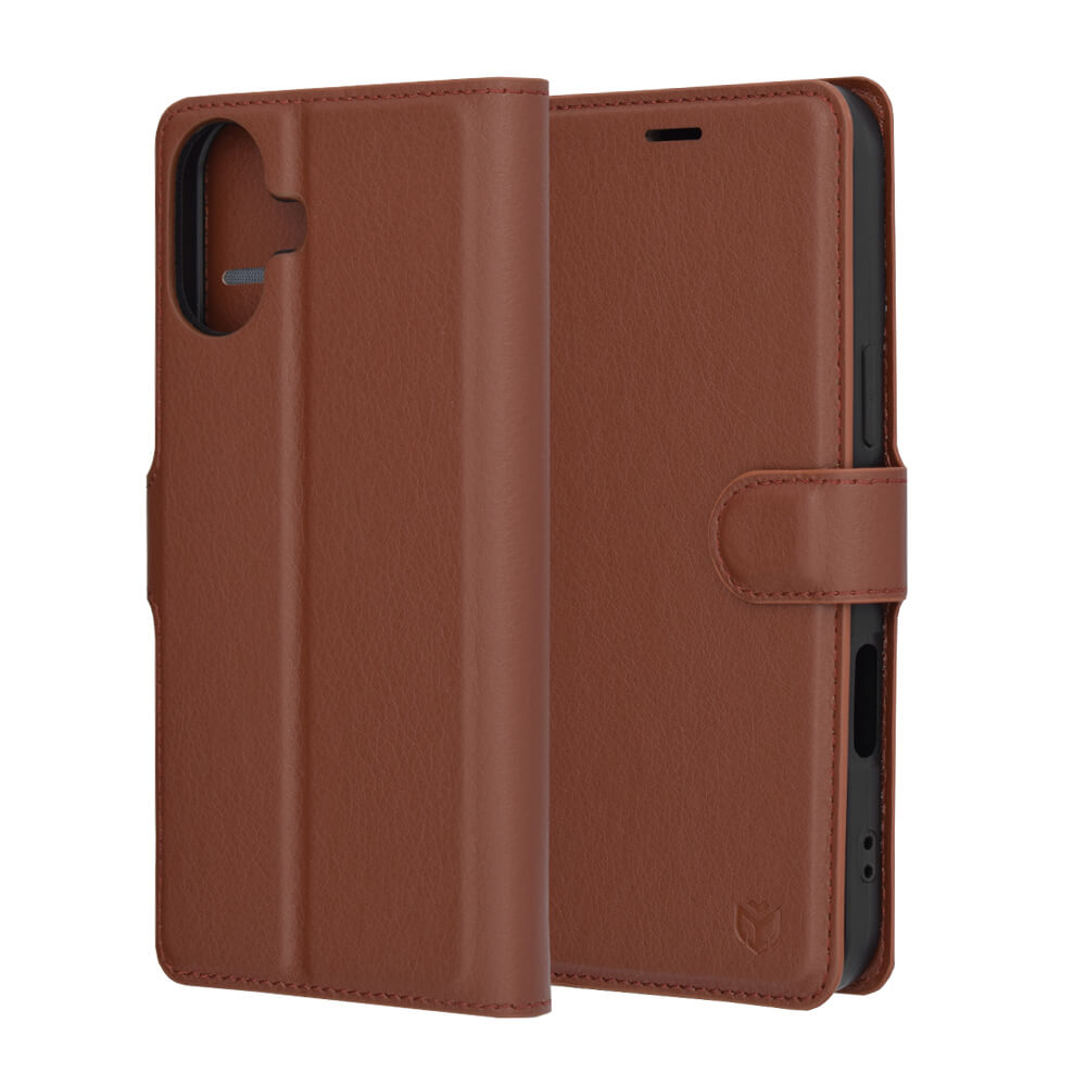Techsuit iPhone 16 - Leather Folio - Θήκη Πορτοφόλι από Δερματίνη με Stand - Brown