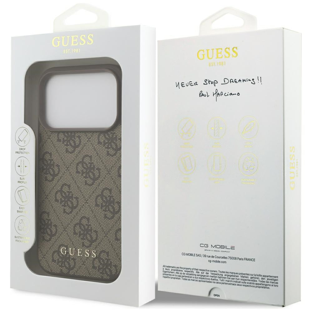 Guess iPhone 17 Pro - 4G Classic - Σκληρή Θήκη με Πλαίσιο Σιλικόνης και Επένδυση Συνθετικού Δέρματος - Brown - GUHCP17LG4GFBR