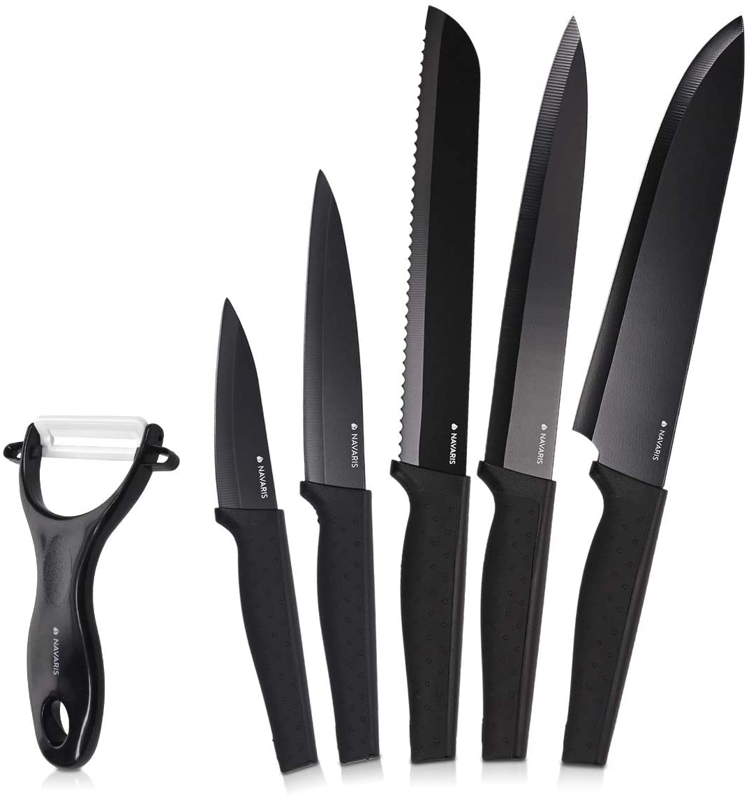 Navaris Σετ με 5 Τεμάχια μαχαιριών και 1 Αποφλοιωτή - Black - 48366.06.02