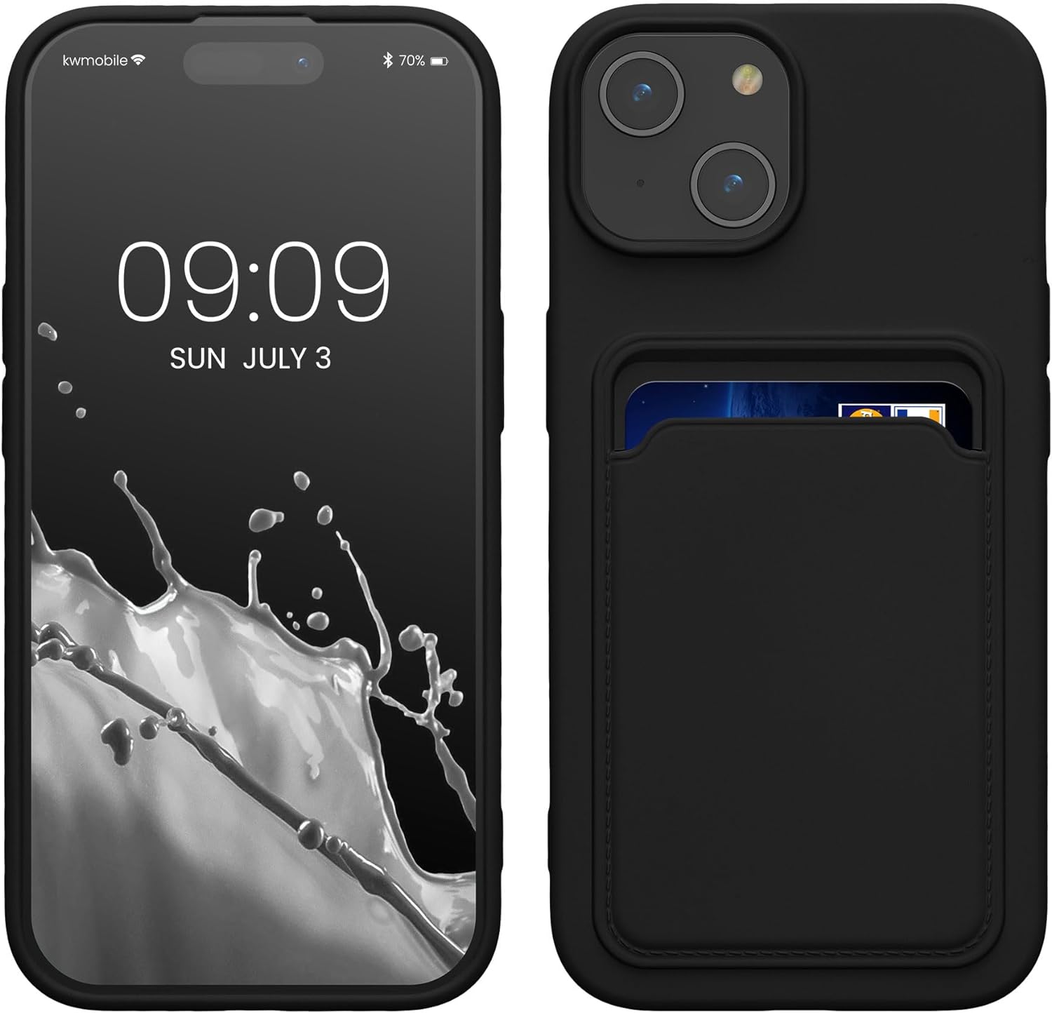 KW iPhone 15 Θήκη Σιλικόνης TPU με Υποδοχή για Κάρτα - Black - 62017.01