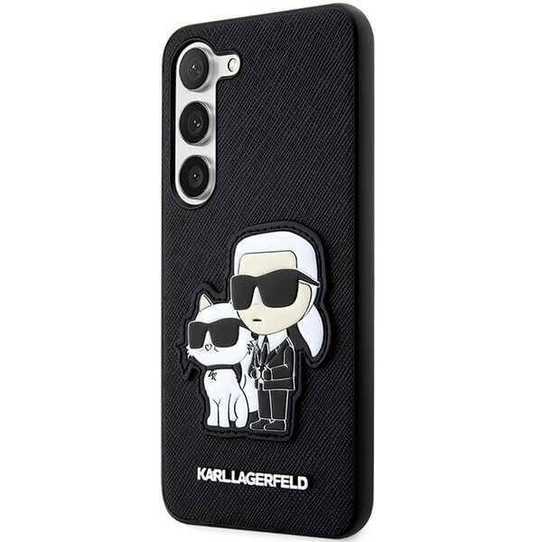 Karl Lagerfeld Samsung Galaxy S23+ - Saffiano Karl and Choupette Body Σκληρή Θήκη με Επένδυση Συνθετικού Δέρματος και Πλαίσιο Σιλικόνης - Black - KLHCS23MSANKCPK