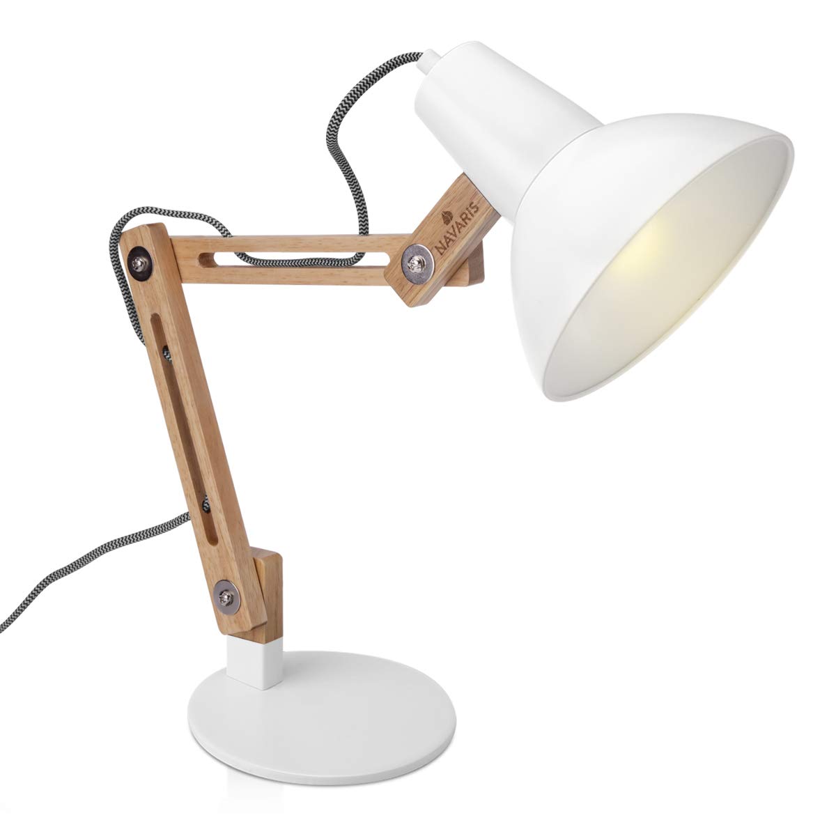 Navaris Wooden Desk Lamp Επιτραπέζιο Φωτιστικό από Ξύλο - Brown / White - 49125.02